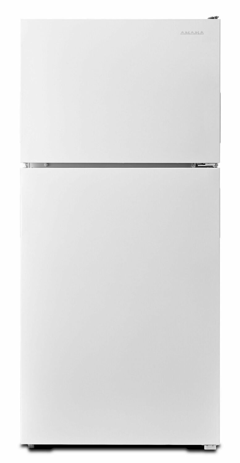 Amana ART308FFDW 30 Zoll breiter Kühlschrank mit Gefrierfach oben und Garden Fresh Gemüsefächern – 18 Kubikfuß – Weiß