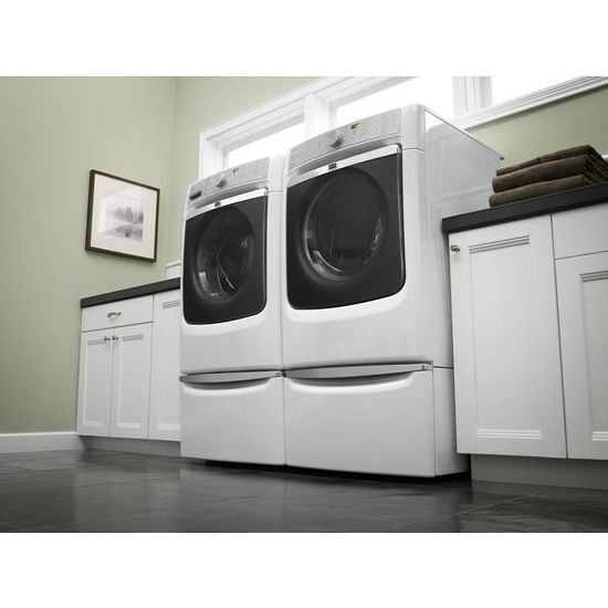 Amana XHPC155XW Wäschesockel mit Chromgriff und Aufbewahrungsschublade, 15,5 Zoll, Weiß