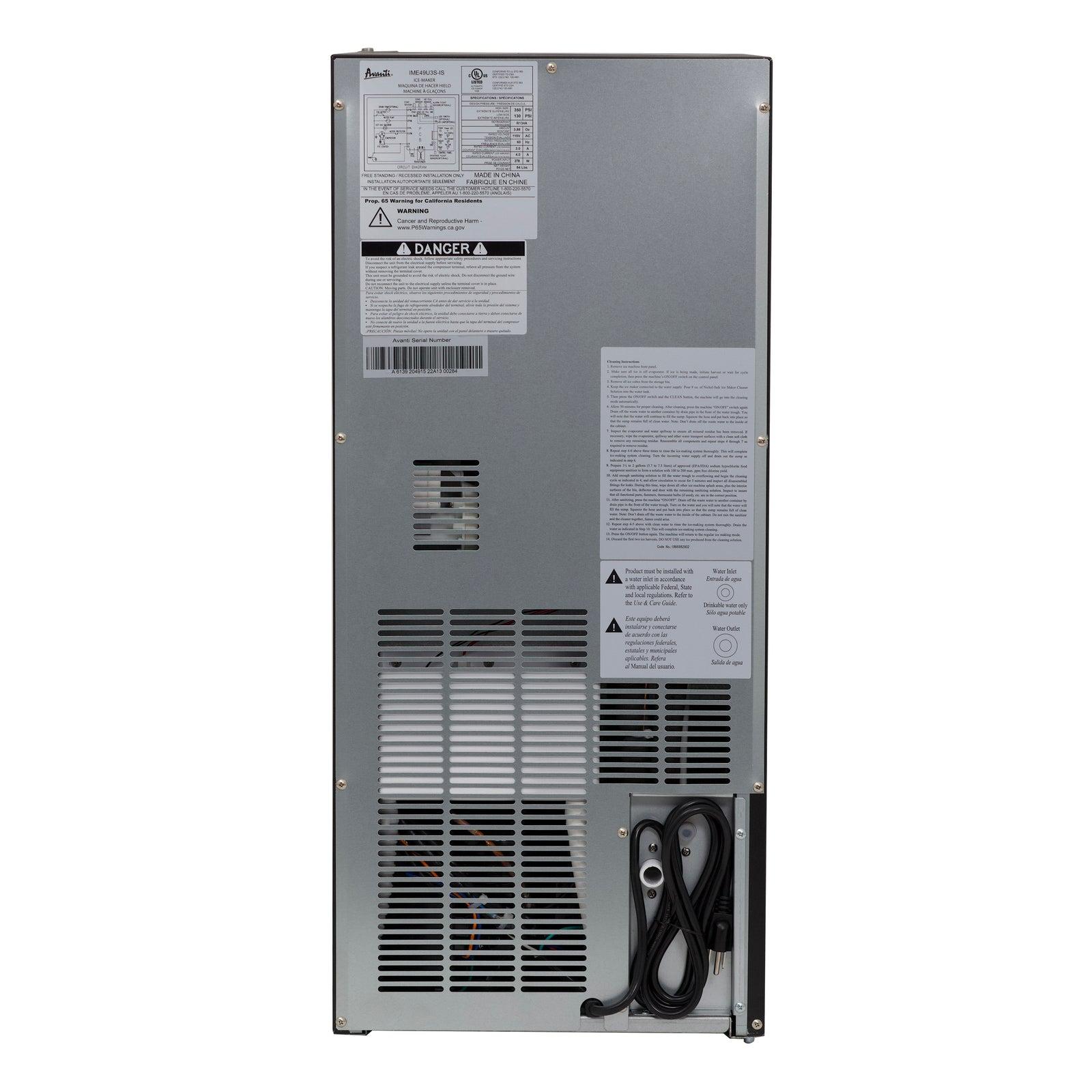 Avanti IME49U3SIS Avanti Elite Eingebauter oder freistehender Eisbereiter, 15 - Edelstahl / 49 Pfund