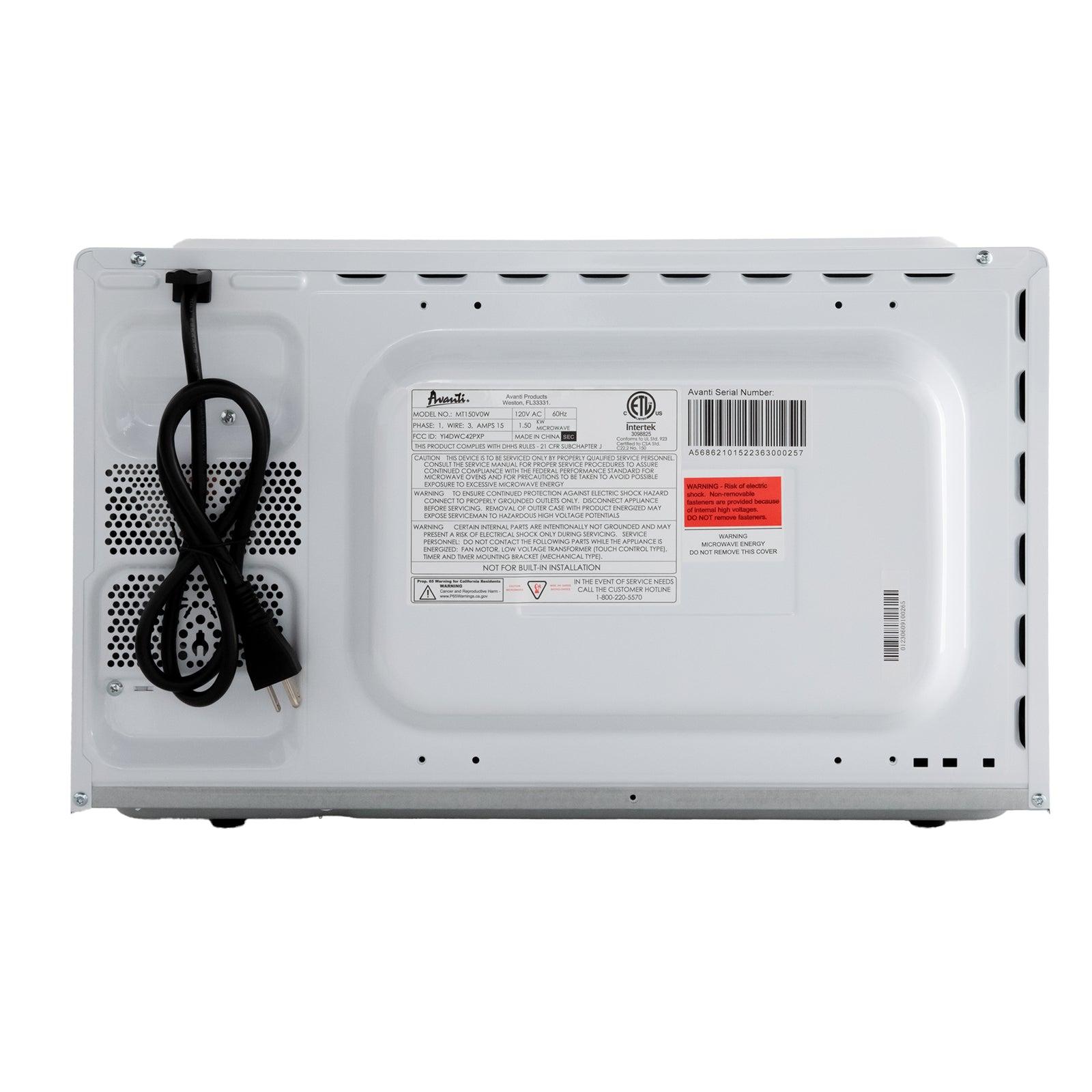 Avanti MT150V0W Avanti 1,5 Kubikfuß Mikrowellenherd - Weiß / 1,5 Kubikfuß