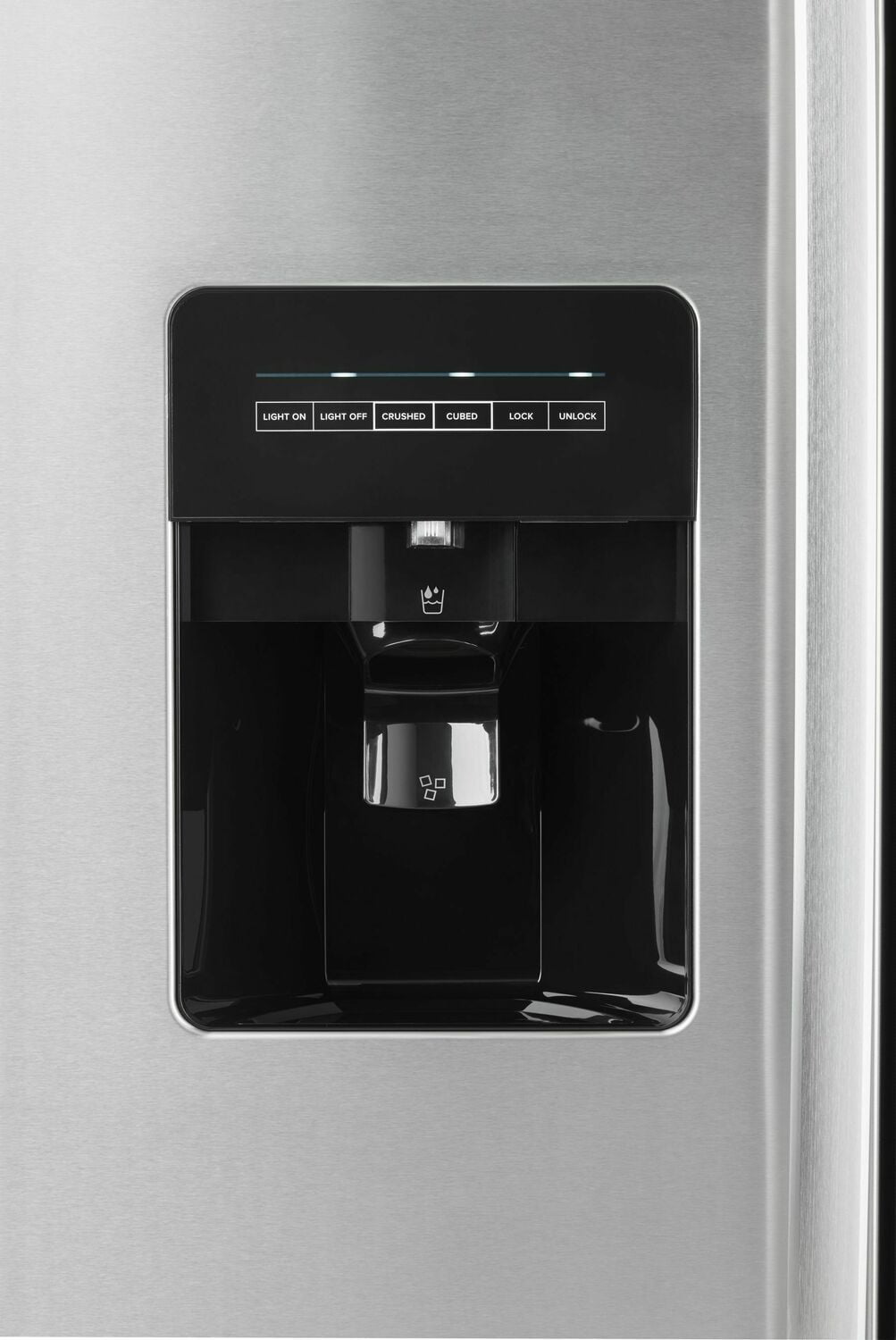 Amana ASI2175GRS 33-Zoll-Side-by-Side-Kühlschrank mit externem Eis- und Wasserspender mit zwei Pads, Schwarz auf Edelstahl