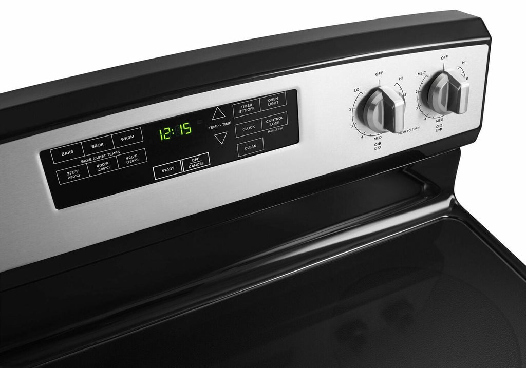 Amana AER6603SFS 30-Zoll-Elektroherd mit Selbstreinigungsoption – Schwarz auf Edelstahl