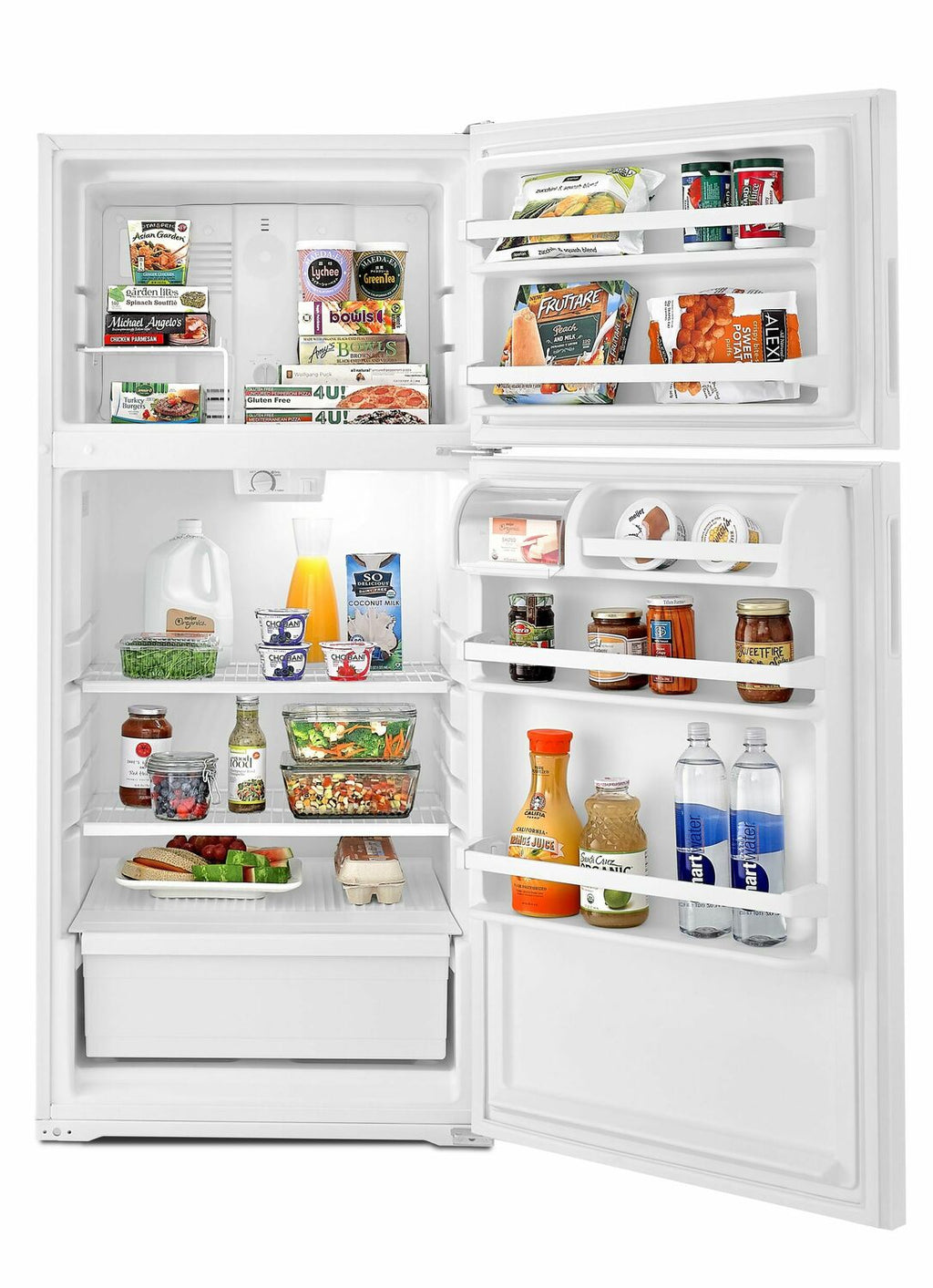 Amana ART104TFDW 28-Zoll-Kühlschrank mit Gefrierfach oben und Milchfach, Weiß