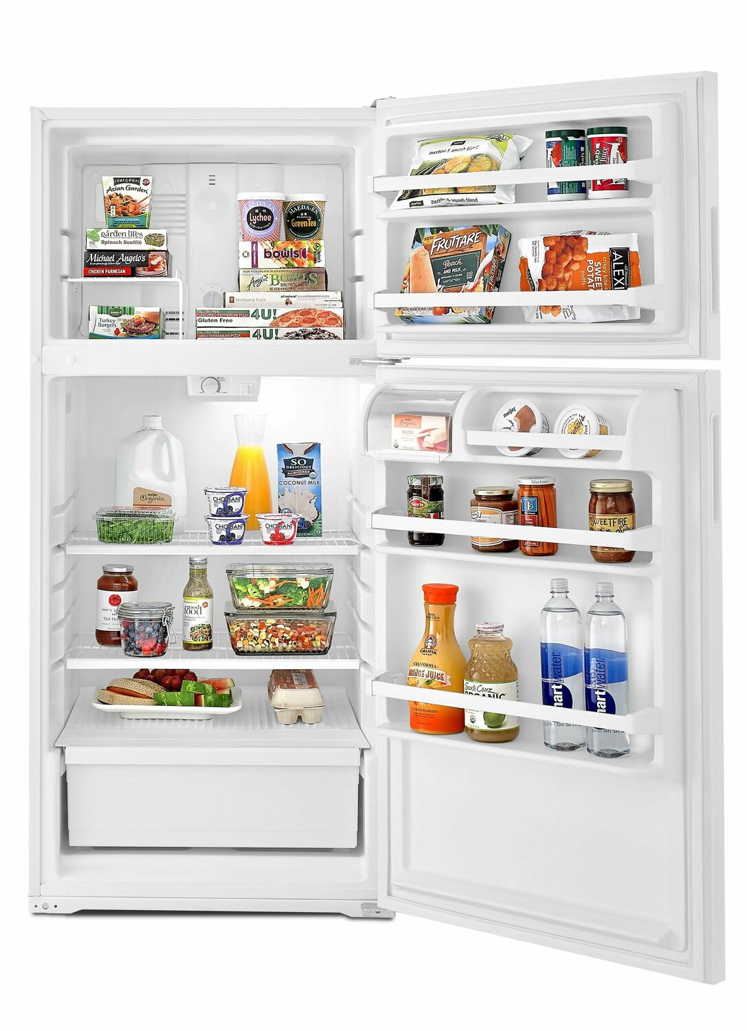 Amana ART104TFDW 28-Zoll-Kühlschrank mit Gefrierfach oben und Milchfach, Weiß