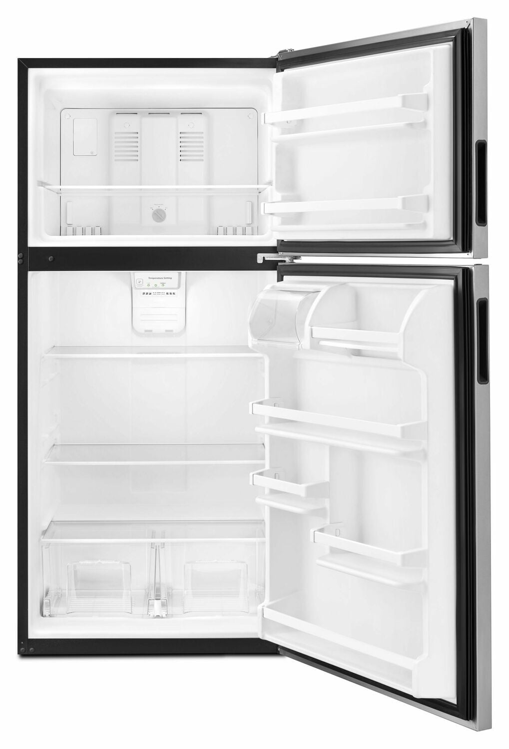 Amana ART318FFDS 30-Zoll-Amana®-Kühlschrank mit Gefrierfach oben und Glasböden – Edelstahl