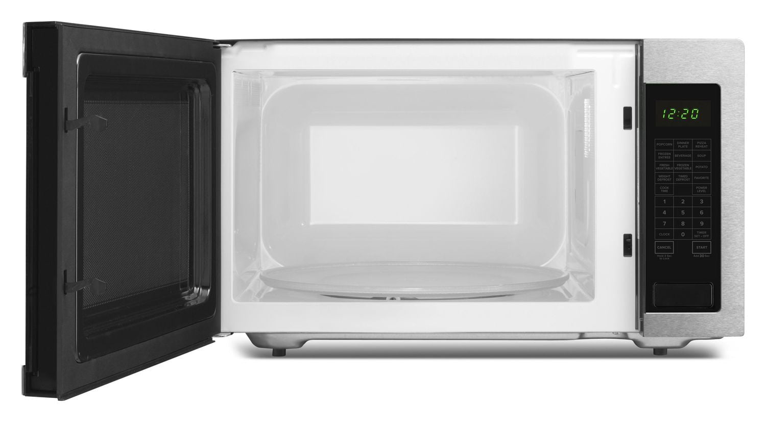 Amana AMC4322GS 2,2 Kubikfuß Tischmikrowelle mit 30-Sekunden-Nachheizfunktion, Schwarz auf Edelstahl