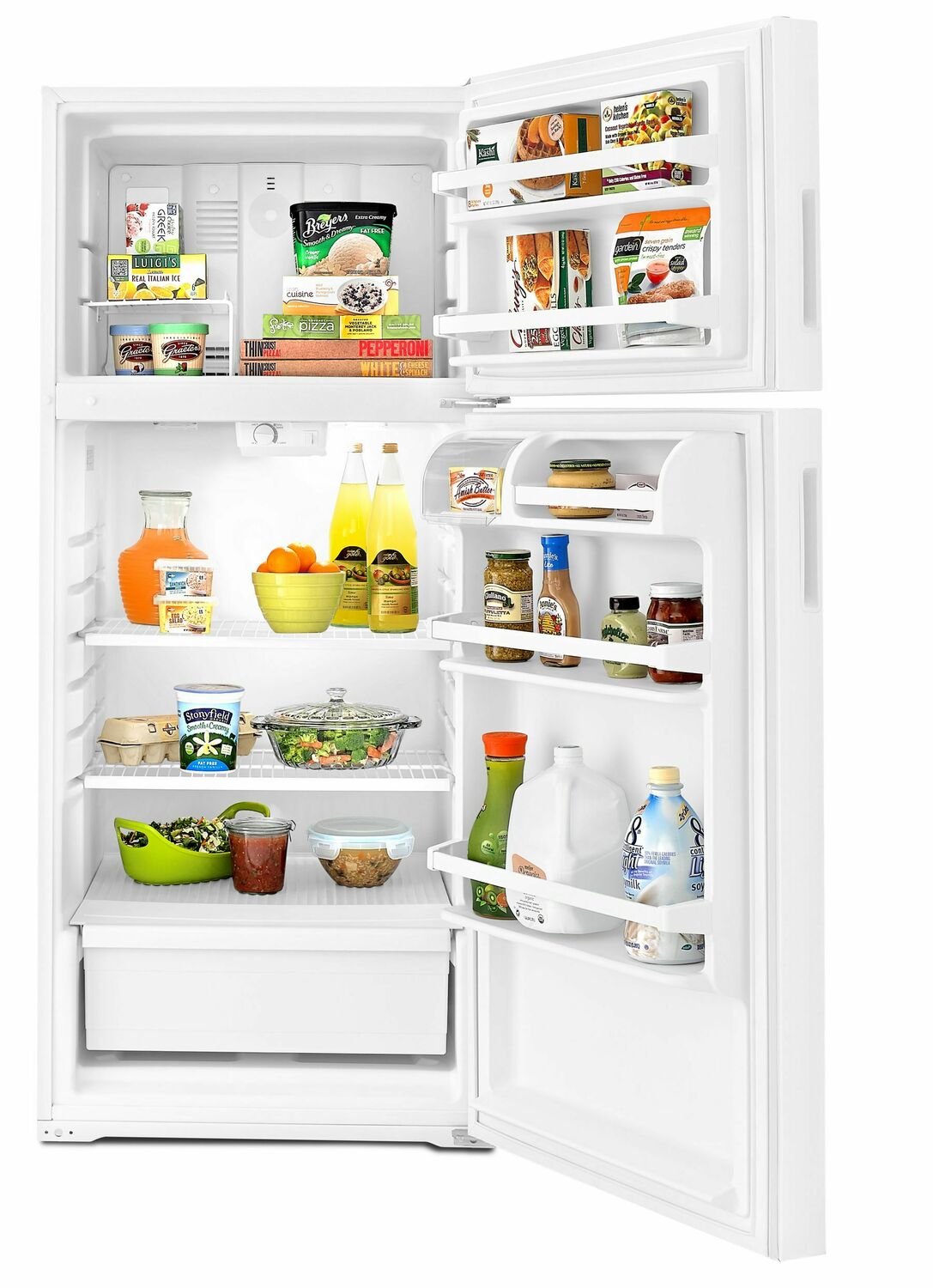 Amana ART104TFDW 28-Zoll-Kühlschrank mit Gefrierfach oben und Milchfach, Weiß