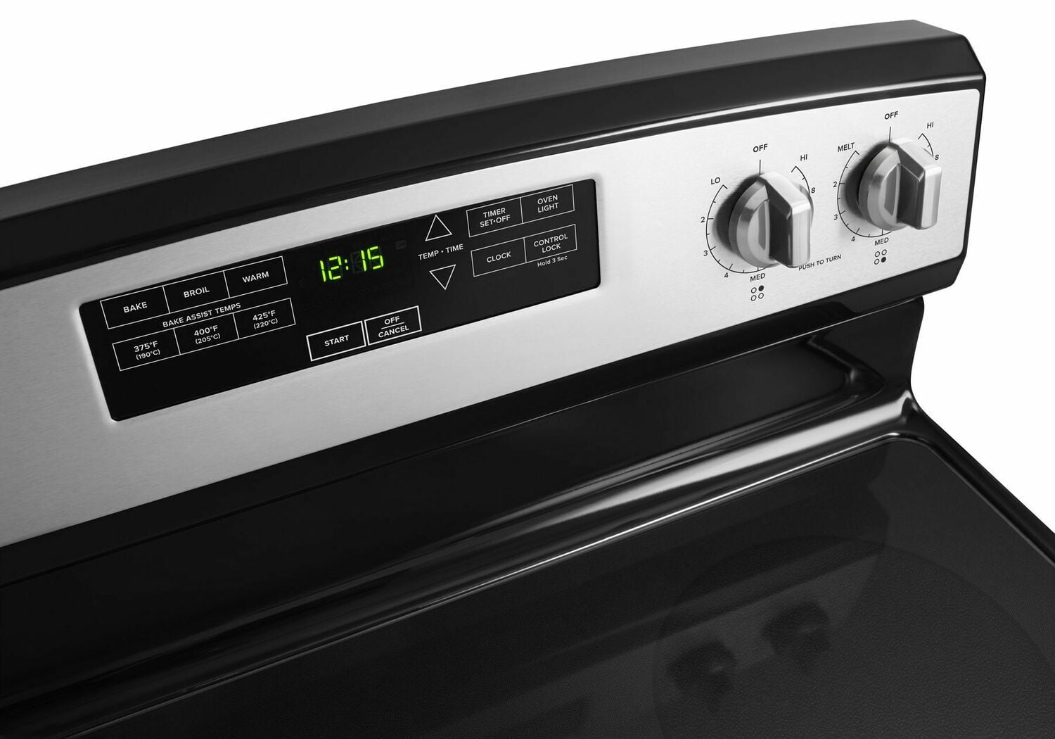 Amana AER6303MFS 30-Zoll-Elektroherd mit extragroßem Ofenfenster – Schwarz auf Edelstahl