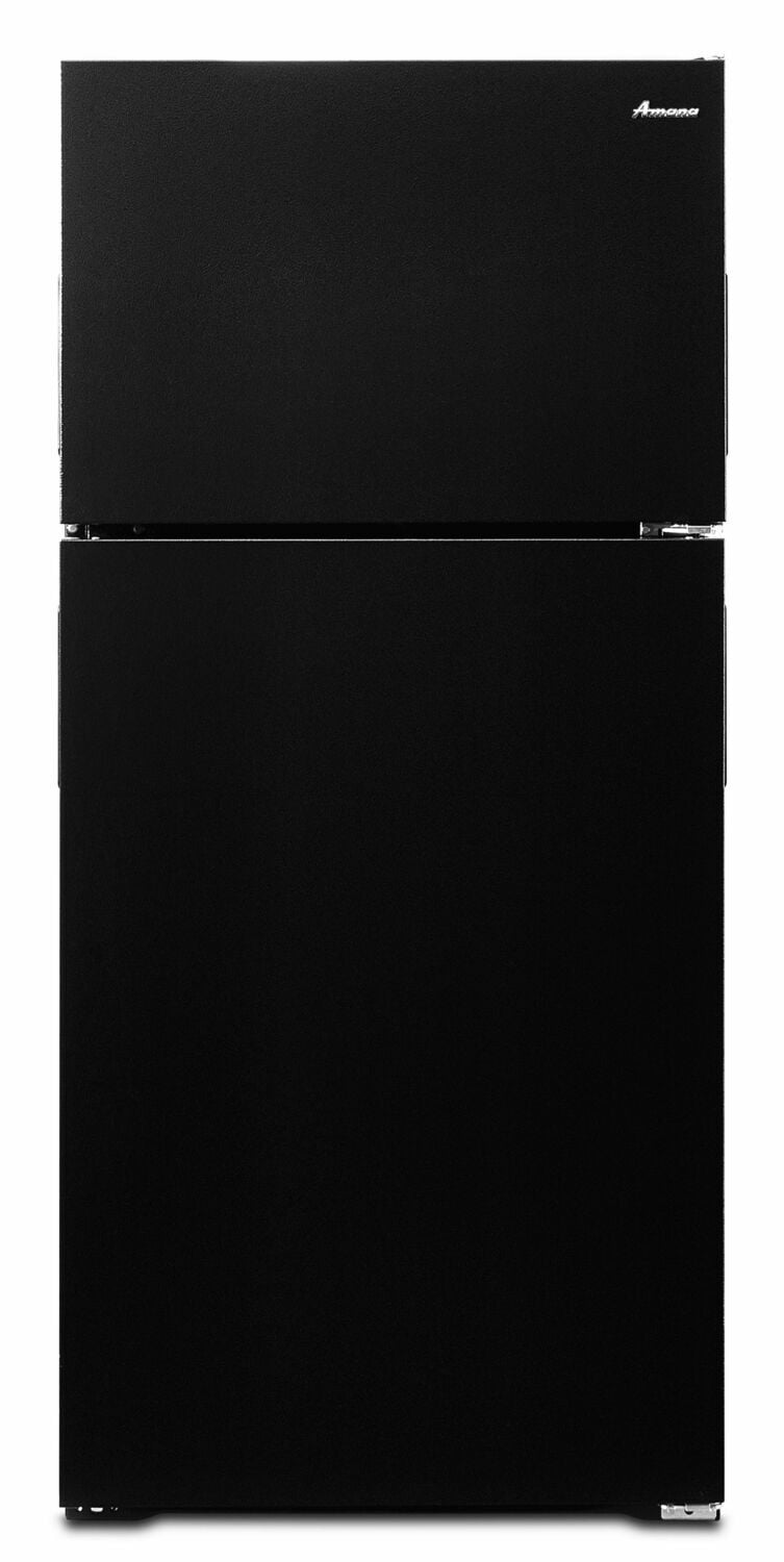 Amana ART104TFDB 28-Zoll-Kühlschrank mit Gefrierfach oben und Milchfach, Schwarz