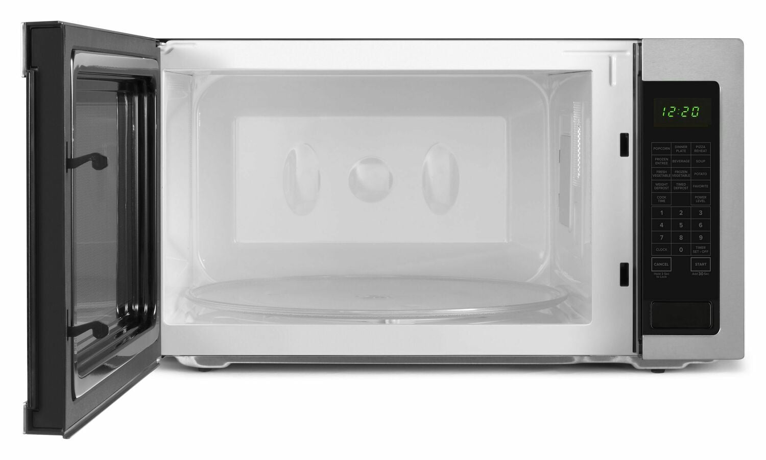 Amana AMC4322GS 2,2 Kubikfuß Tischmikrowelle mit 30-Sekunden-Nachheizfunktion, Schwarz auf Edelstahl