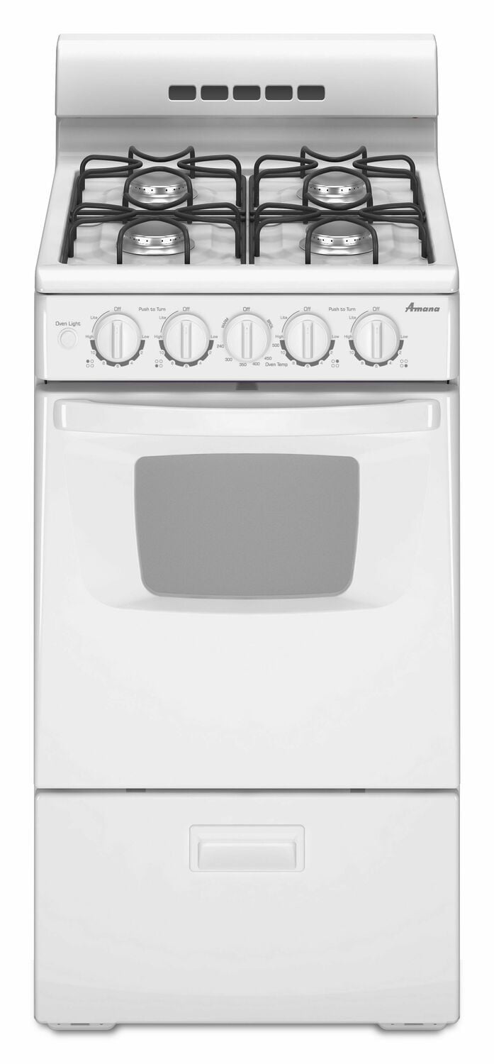 Amana AGG222VDW 20-Zoll-Gasherd mit kompakter Ofenkapazität – Weiß